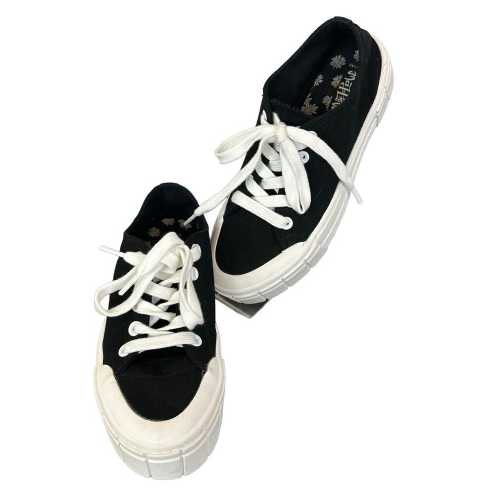 Mad Love Canvas Chunky Lace Up Sneakers Black White Size 7